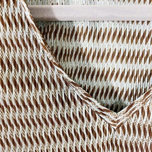 NEXT Women's Brown & Blue Vintage Striped Textured 90s Y2K Artsy Blouse. Sz US12 - Picture 3 of 6